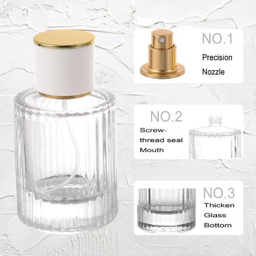 YWG Stone Vintage Perfume Bottles, 2 Packs 30ml Glass Atomizer Travel, Empty Clear Perfume Spray Bottle Essential Oil Container Sprayer Cologne Atomizer for Men