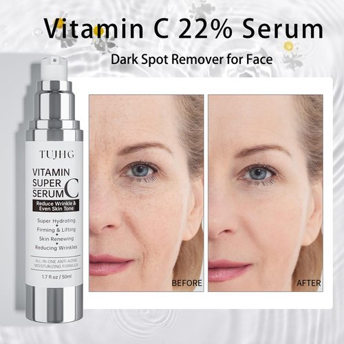 Vitamin C Retinol Serum for Face, Brightening & Anti-Aging with Hyaluronic Acid, Vitamin E, Peptides, Collagen - Hydrates, Firms, Lifts, Smooths, Targets Age Spots, Wrinkles, 1.7 Fl Oz