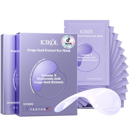 ICIKOL Collagen Under Eye Patches for Puffy Eyes and Dark Circles, Under Eye Mask for Radiance Boost with Blueberry, Hydrating Undereye Mask Patches for Treatment with Women Beauty (Purple, 24 Pairs)