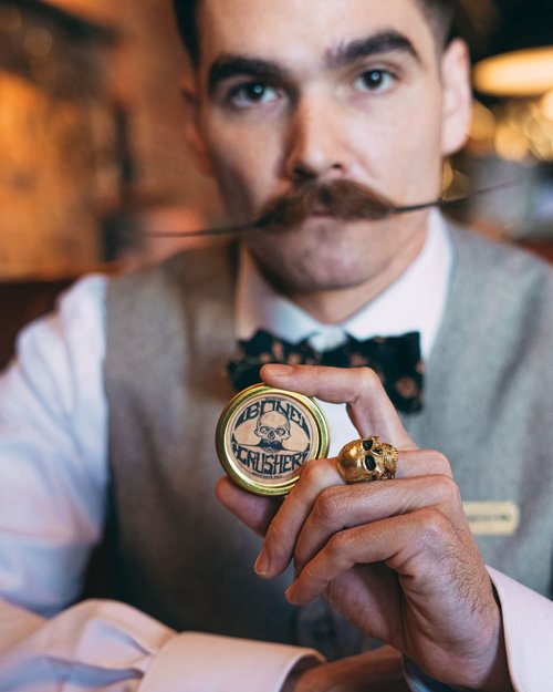 THE VINTAGE GROOMING CO. Death Grip Combo | Sudden Death Hold & Bone Crusher Firm Mustache Waxes for Handlebar, English, Dali, Walrus & Curly Styles