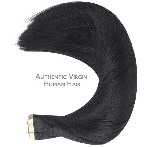 WENNALIFE Tape in Hair Extensions Human Hair, 20pcs 50g 20 inch Jet Black Remy Hair Extensions Straight Human Hair Tape in Extensions Skin Weft Tape Extensions Human Hair