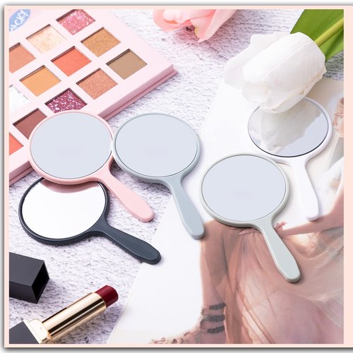 Vinsot 50 Pieces Handheld Mirror Small Hand Mirror Bulk with Handle Plastic Travel Makeup Cosmetic Compact Portable Vanity 3.94 x 2.16 Inch for Women Men Girls Kids Daily DIY Use(50 Pieces)