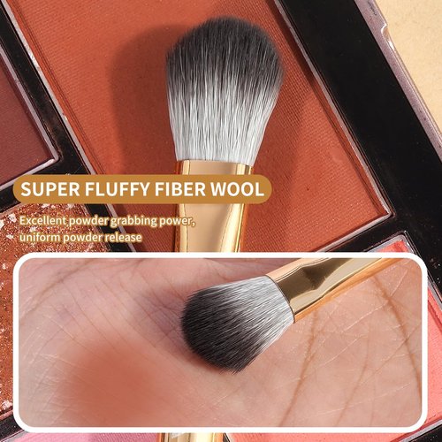 MAANGE 13 PCS Makeup Brushes Travel Make Up Brushes Premium Synthetic Powder Concealers Brushes Professional Makeup Brush Set with Case (Gold Silver)