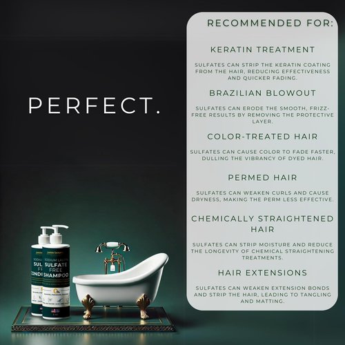 Sodium Lauryl Sulfate Free Shampoo and Conditioner Set For Color Treated Hair ALL NATURAL Women & Men Shampoo and Conditioner SLS Paraben and Sulfate Free for Daily Routine