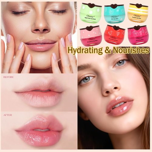 9 PCS Bee Lip Balm Honey Pot, Honey Lip Balm Bulk, Moisturising Sleep Lip Mask Overnight with Sticks, Exfoliating Prevention Dry and Crack Lip Scrubs,Reduce Lip Lines