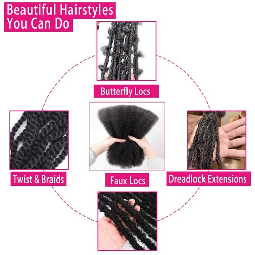 Afro Kinkys Bulk Human Hair For Braiding Afro Kinky-Curly Human Hair Bulk For Mini Twist Hair 16Inchs 50g/pack Bulk Human Braiding Hair For Micro Locs Extensions (1B, 16Inchs,50g/pack)