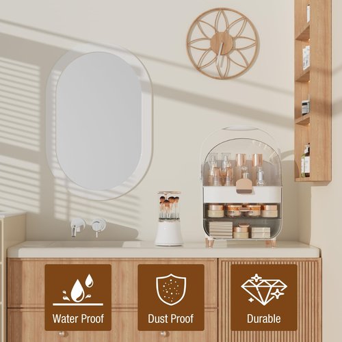 CLBDRESS Makeup Organizer Skincare Organizers, Make up Organizer for Vanity, Cosmetic Display Cases with Transparent Cover, Cosmetic Organizer for Bathroom, Dresser, Countertop Organizer, Rose Gold