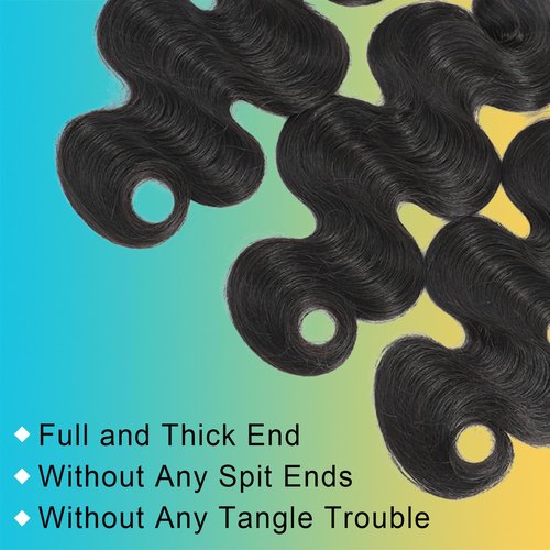 AnJudyReid 12A Human Hair Bundles 10 12 14Inch Body Wave Bundles Human Hair 100% Unprocessed Brazilian Virgin Hair 3 Bundles Human Hair Extensions Natural Black Color