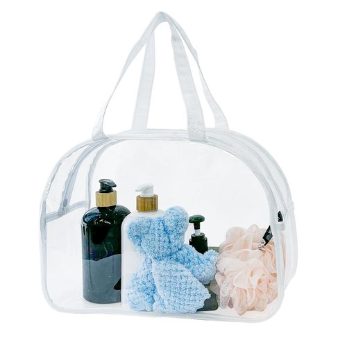 TotePrint Large Clear Butterfly Cosmetic Bag and Travel Pouch with Handle,Durable PVC Material,Zipper Design-Ideal for Makeup,Travel Essentials (Clear)