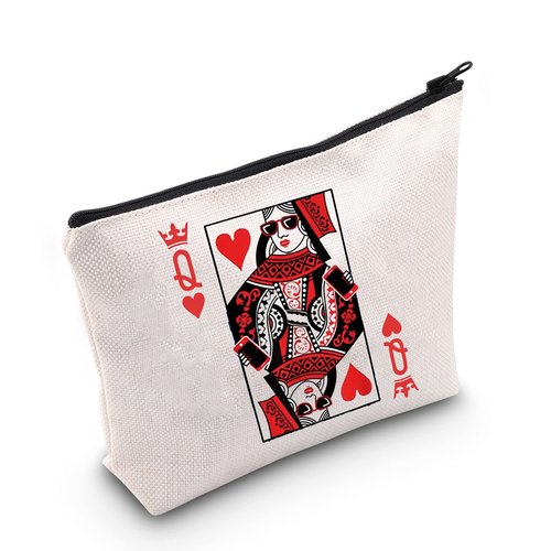 LEVLO Queen of Hearts Cosmetic Make Up Bag King and Queen Gift Blackjack Cards Poker Makeup Zipper Pouch Bag(Queen of Hearts Bag)