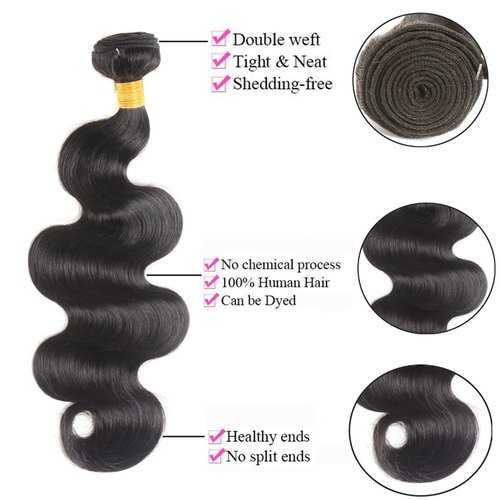 Brazilian Body Wave Bundles Human Hair 100% Unprocessed Virgin Human Hair Bundles Body Wave Natural Black Machine Double Weft Bundle 100G