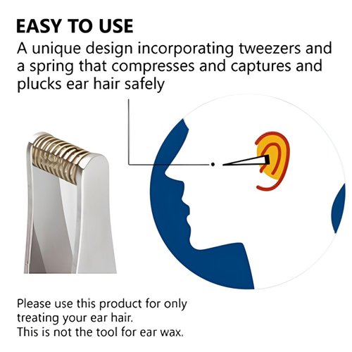 Seki Japan Ear Hair Trimmer Clipper Cutter Tweezers Shape with Spring Safe Design for Hair Removal, Japanese Stainless Steel