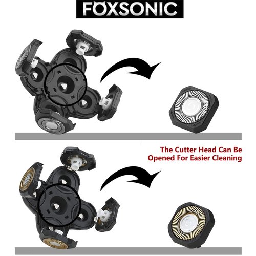 FOXSONIC 3 Pcs 5 Blades Universal Head Shaver replacement Heads for Head Shaver, Compatible mainstream shaver brands, head shaver replacement blades, Electric shaver replacement heads