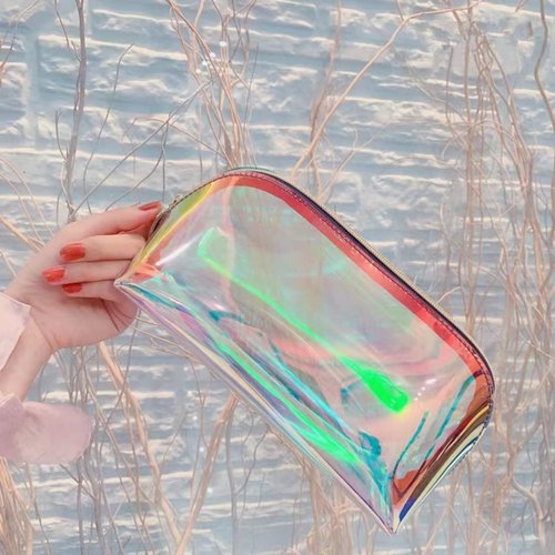 Fexdesire Dazzle clear makeup bags，travel and daily travel Holographic makeup bag women