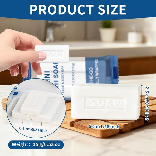 FAOEHN Mini Travel Size Bar Soap in Bulk - Pack of 200,Individually Wrapped 15 g/0.53 oz Disposable Small Hotel Hand Face & Body Soap for Guests,Homeless,Charity,Church,Shelter,Nursing Home (200)