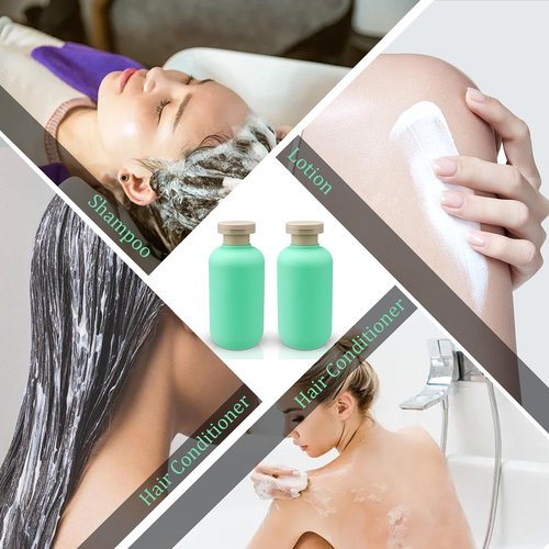 Wowang Squeeze Bottles for Liquild 2 Pcs 6.7oz/200ml Travel Shampoo and Conditioner Bottles for Toiletries Plastic Bottle with Flip Cap Refillable Lotion Container