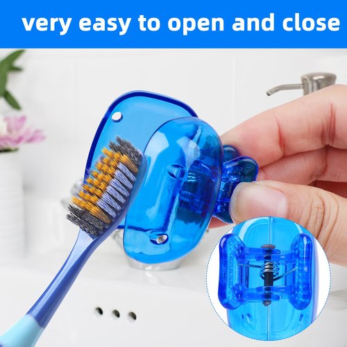 Hxezoc 4 Pack Travel Toothbrush Head Covers Toothbrush Protector Cap Brush Pod Case Protective Portable Plastic Clip for Household Travel, Bathroom, School, Camping, Business