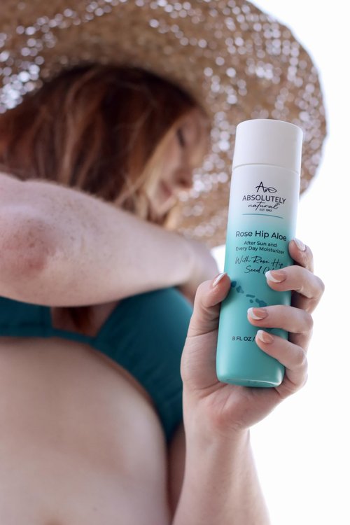 Absolutely Natural After Sun Lotion & Moisturizer with Aloe Vera, Rose Hip Oils, & Vitamin E | Helps Prevent Anti-Aging & Sunburn Relief - 8 Fl Oz