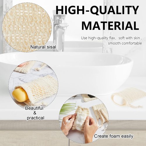 Cunhill 70 Pack Soap Saver Bag Bar Exfoliating Pouch Sisal Soap Savers Mesh Bag with Drawstring Foaming and Drying Holder for Bath and Shower