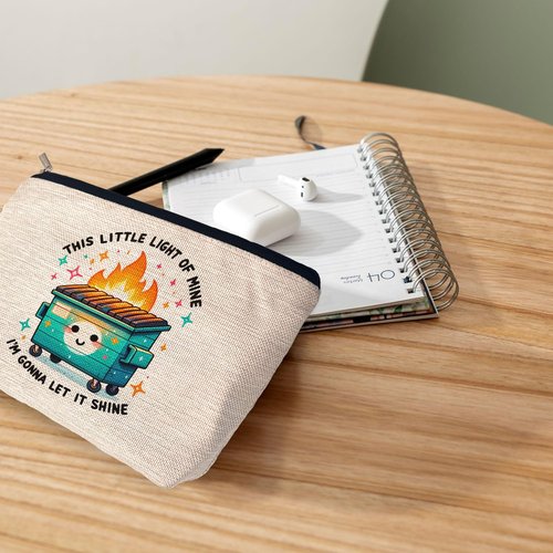 Ayxvt Dumpster Gifts Makeup Bag, Dumpster Bag,Dumpster Fire Cosmetic Bags for Women, Inspirational Positive Encouragement Gifts for Women Zipper Pouch