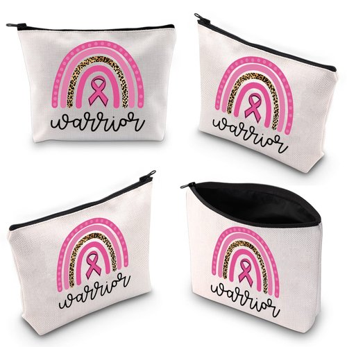 BLUPARK Breast Cancer Awareness Makeup Bag Breast Cancer Warrior Gift Breast Cancer Survivor Gift Pink Ribbon Zipper Bag (Breast Cancer Warrior)