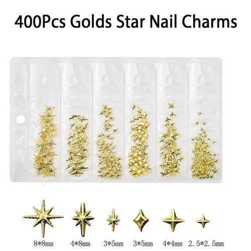 800Pcs Nail Charms - TemBelle Star Nail Charms Bulk Set Nail Art Rhinestones Accessories Supplies
