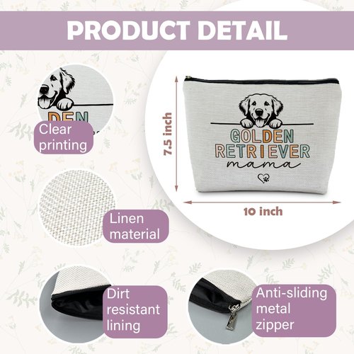 RYYCDOI Golden Retriever Gift for Women, Golden Retriever Mom Mama Makeup Bag Pouch