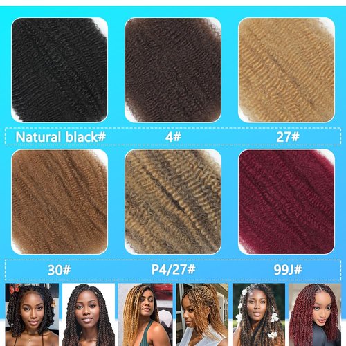 Afro Kinkys Bulk Human Hair 12 Inch Afro Kinky-Curly Human Hair Bulk for Twist Dreadlock Extensions Locs Repair Soft 4C Curly for Braids 4 Bundles 60 Gram 4#