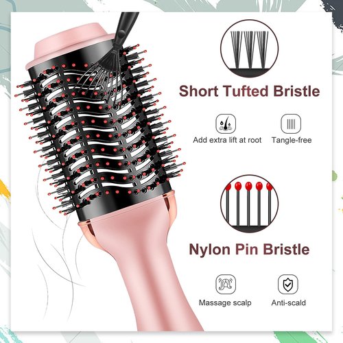 Cosermart 4 in 1 Hot Air Brush with Negative Ion Anti-frizz Blowout Brush for Drying, Straightening, Curling, Salon Volumizing