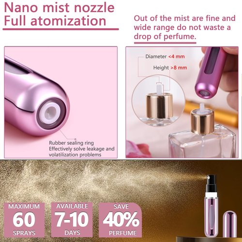 opasyo Portable Mini Refillable Perfume Atomizer Bottle, Travel Size Refillable Perfume Refill Bottle - Perfume Atomizer Refillables, Scent Pump Case, 4 Pcs Pack of 5 ml Small Perfume Spray