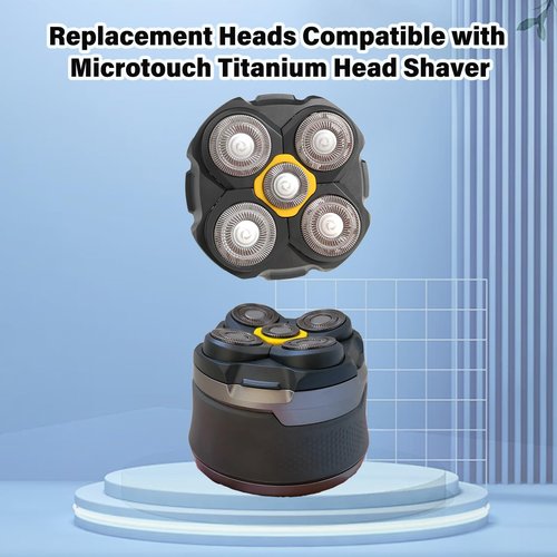 Replacement Heads Compatible with Microtouch Titanium Electric Head Shaver, Titanium Razor Replacement Blades for Micro Touch Head Shaver, Hypoallergenic Hair Clippers Blades for Bald Men - 3 Pcs
