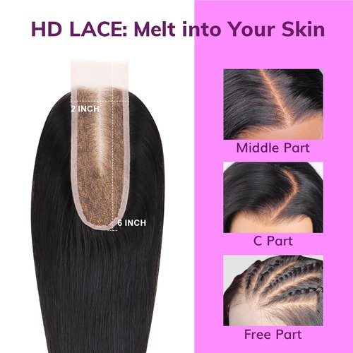 IDN BEAUTY SKINLIKE REAL HD 2x6 Lace Closure Human Hair Straight 14 Inch Bleached Single Knots HD Closure Ultra-thin 2x6 Lace Closure Virgin Human Hair 0.1 mm Pre Plucked Hairline Lace Closure