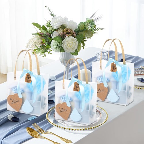 WAYASDCU 6 Sets Baby Shower Prizes for Game Winners Bath Sponges Heart Cork Coaster Headband Hair Brush Jewelry Box Compact Mirror Powder Puff Hair Tie Claw Gift Bag Bridal Shower
