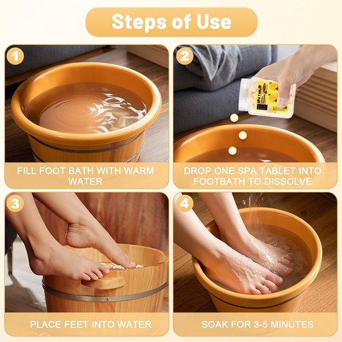 BTTEUYE Foot Spa Soak Tablets for Calluses,Foot Pedicure Soak,Natural & Refreshing,Relieve Fatigue,Soothe & Protect Feet,Lemon Scent,350-Count