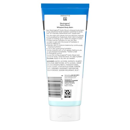 Neutrogena Hydro Boost Whipped Body Balm with Hyaluronic Acid, Hydrating for Dry to Extra Dry Skin, Lightweight, Daily Moisturizing, 7 Oz