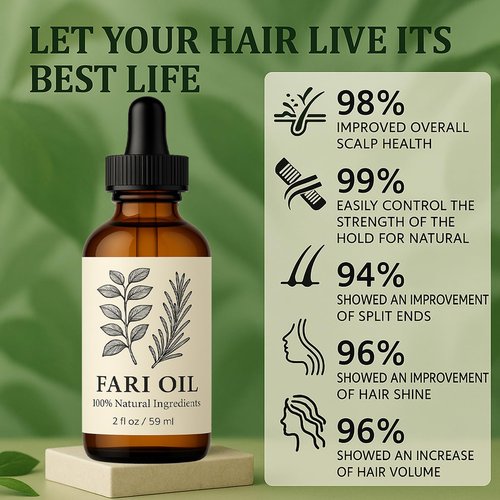Fari Oil Hair Growth Oil | Botanical Scalp Oils | Herbal Infusion with Peppermint, Grapeseed, Tea Tree Essential | Anti-Hair Loss | Quickly Absorbed & Non-Greasy | Hair Oils for All Types | 4OZ/118ML