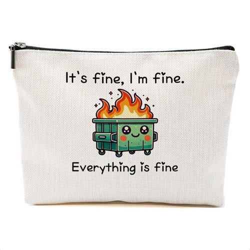 DHKG White Elephant Gifts Dumpster Fire Gifts Makeup Bag, Funny Dumpster Bag,Dumpster Fire Cosmetic Bags for Women, Inspirational Positive Encouragement Gifts for Women Zipper Pouch