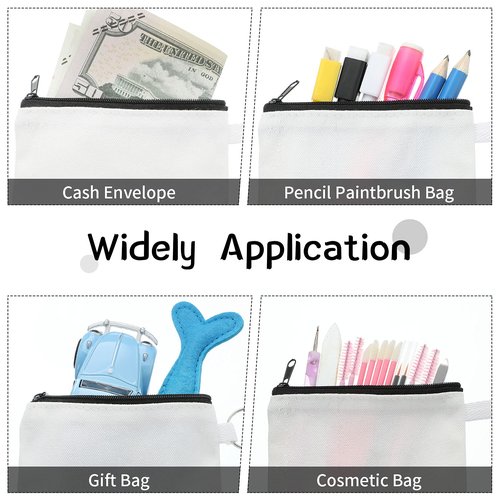 Frienda 30 Pieces Sublimation Blank Small Coin Canvas Makeup Bags Bulk Cosmetic DIY Craft Pouch with Zipper Coin Purse Pencil Pouch Travel Toiletry Organizer(Black)