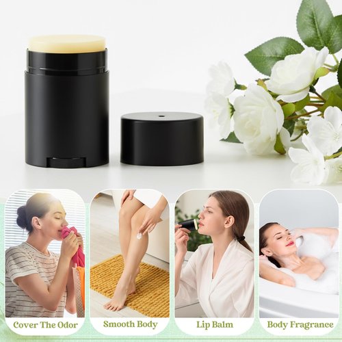 Teenyyou 30 Pack 30ml/1oz Empty Deodorant Containers, Bottom Filling, Black Plastic Oval Refillable Deodorant Containers Twist up Oval Lip Balm Tube for DIY Deodorants Lipstick Crayon Lotion