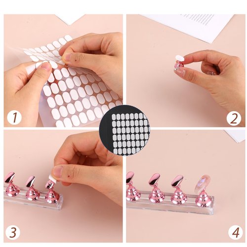 600 Pcs False Tip Double Sided Adhesive Tapes for Nail Art Holder Pre-cut Display Strips