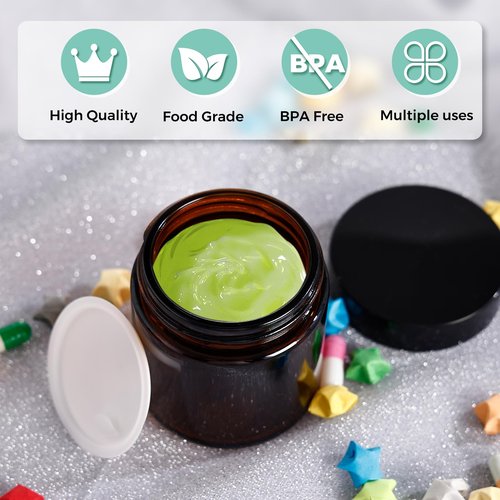 Jarsoph 4OZ Amber Glass Jars with lids, 36 Pack Empty Cosmetic Jars, Refillable Airtight Wide Mouth Container for DIY, Sample, Cream, Lotion, Candle Making, Powder, Cosmetic