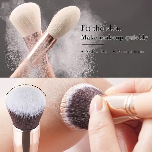 BEILI Makeup Brushes 28pcs Pink Makeup Brush Set Premium Goat Synthetic Kabuki Foundation Blending Brush Face Powder Blush Concealers Eye Shadows Make Up Brush Set(Pink/Rose Gold)