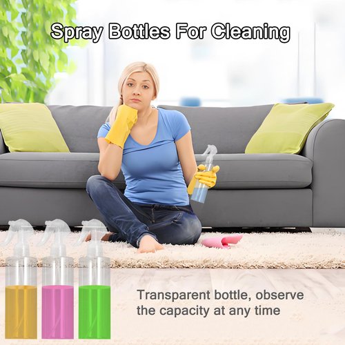 METCLARINDA 3 Pack Plastic Water Spray Bottle for Hair, 10 oz/300ml Plastic Empty Mister Spray Bottles for Cleaning, Cooking, Plant, Pet