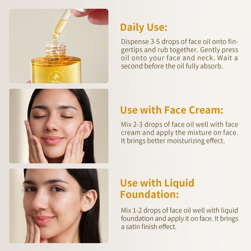 GREEN FARM Organic Squalane Face Oil with Vitamin C - Anti-Aging, Brightening & Repairing Facial Serum for Dry, Sensitive Skin - Ideal for Gua Sha -1 fl oz, ECOCERT Certified
