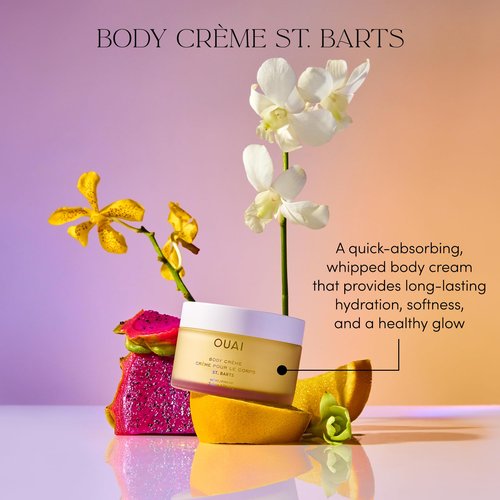 OUAI Body Creme, St. Barts Travel Size - Hydrating Whipped Body Cream with Cupuaçu Butter, Coconut Oil & Squalane - Softens Skin & Delivers Radiant Glow - Sulfate-Free Skin Care (3.4 oz)