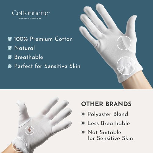 8 Pairs Cottonnerie Original Cotton Gloves for Dry Hands Sleeping, Moisturizing Gloves Overnight, Hand Moisturizer Gloves, Moisture Gloves for Dry Hands Overnight, Sleeping Gloves, Medium