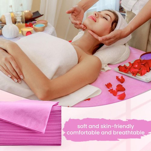 50 PCS Massage Table Sheets Pink - 31'' x 70'' Disposable Bed Covers for Spa and Salon - Soft and Hygienic Disposable Sheets for Professional Use, Ideal for Massage Therapy Tables