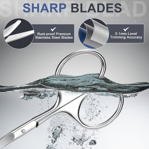 ESVIENS 2Pack Small Eyebrow Scissors, Stainless Steel Nose Hair Trimming Scissors with Rounded Tips, Precision Grooming for Beard/Mustache/Facial Hair, Travel Friendly & Safe for Men Women