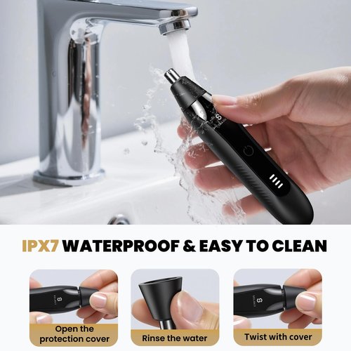Selouj Ear and Nose Hair Trimmer for Men, 2025 Professional Painless USB Rechargeable Eyebrow & Facial Electric Hair Trimmer for Men Women, Powerful Motor, Dual Edge Blades, IPX7 Waterproof Easy Clean