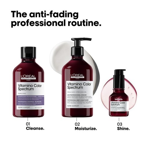 L'Oréal Professionnel Paris Vitamino Color Spectrum Purple Shampoo - Neutralizes Yellow Tones, Enhances Shine & Vibrancy, Maintains Day 1 Hair Color, Hydrates & Strengthens Blonde Hair